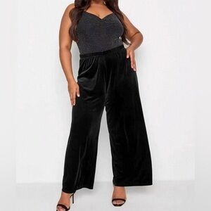 Wide Leg Elastic Waist Comfort Plus Pants Size 1X